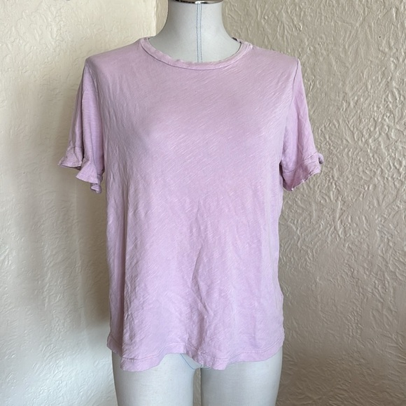 Sundry Light Purple Lilac Ruffle Short Sleeve T-Shirt 1 - Picture 2 of 10